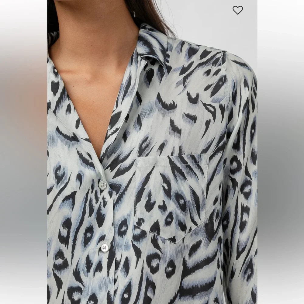 NWT Rails Rebel Ivory Snow Leopard Shirt size Large - Picture 2 of 6